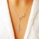 * 40 Ezüst Infinity & Cross - Női többrétegű hosszú lánc medál Crystal Choker nyaklánc 2020 divatékszer