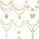 * 208 Trendi arany érme nyaklánc ... - Boho női többrétegű arany ezüst lánc medál Crystal Choker nyaklánc ékszer