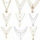 * 7 Ezüst rózsa zár nyaklánc - Boho női többrétegű arany ezüst lánc medál Crystal Choker nyaklánc ékszer