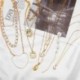 * 7 Ezüst rózsa zár nyaklánc - Boho női többrétegű arany ezüst lánc medál Crystal Choker nyaklánc ékszer