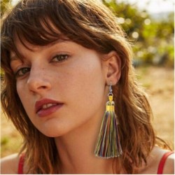 Színes 4 - Női Retro Bohem bojt fülbevalók Vintage Fringe Dangle ékszer lányok ajándékok