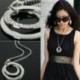 * 44 Dupla kör - Női Boho többrétegű hosszú lánc medál kristály nyaklánc choker gallér ékszerek