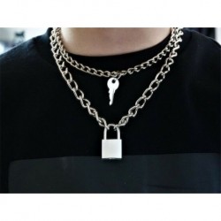 * 30 Ezüst lakat kulcs nyaklánc - Divat többrétegű choker nyaklánc Star Moon Lock lánc női nyári ékszerek ÚJ