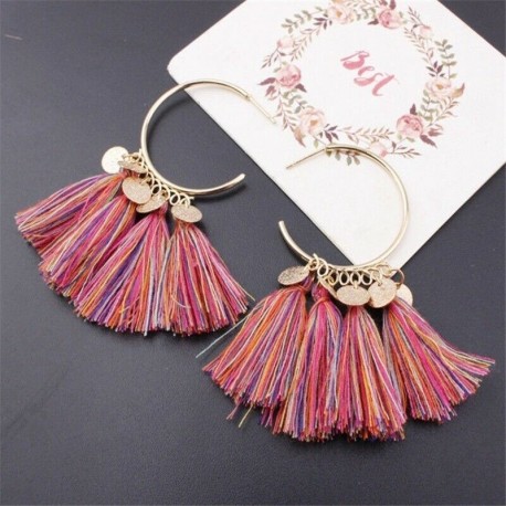 * 53 - Női 2020 bohém fülbevaló hosszú bojt rojt Boho Dangle fülbevaló ékszer akasztó