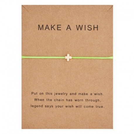 Fluoreszkáló zöld kereszt - Kézzel készített szív csillag kötél karkötő karperec barátság pár kártya ékszer