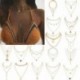 * 68 Crystal Invisible Line Zir ... - Boho női többrétegű hosszú lánc medál Crystal Choker nyaklánc ékszer ajándék