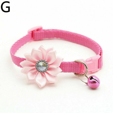 Rózsaszín - Kisállat állítható haranggallér strasszos virág cica macska kölyök kutya csat gallér