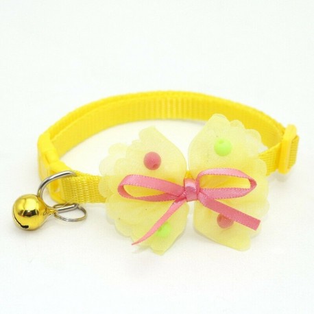 * 3 sárga - Csokornyakkendő állítható cica nyakkendő gallér Bowknot Dot Bell Cat kisállat kiskutya