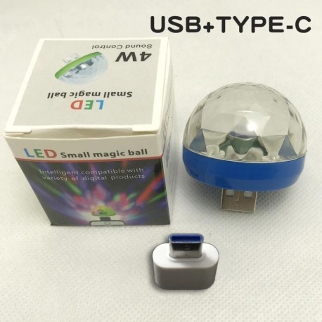 C-TÍPUS - Autós autólámpák Mini hordozható USB diszkófények Családi összejövetel Magic Ball Light mobiltelefon USB
