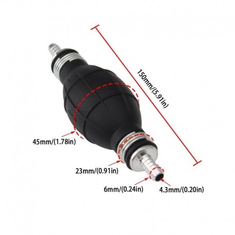 6 mm - 1db univerzális üzemanyag-szivattyú tartós fém be- és külső csónakmotor üzemanyag-vezeték tömlőszivattyú