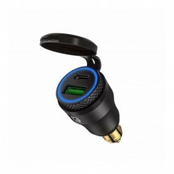 Fekete kék - AKCIÓ Vízálló hálózati csatlakozó C típusú   USB csatlakozóaljzat töltő BMW motorkerékpár DIN