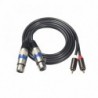 2 RCA férfi - Xlr kettős női audiokábel aranyozott 1,5 m a mikrofon keverő teljesítményerősítőjéhez fejhallgató