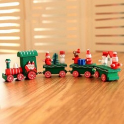 zöld - Karácsonyi dekoráció otthoni autóhoz 4 csomó karácsonyi vonat, festett fa a Santa Kids játékok díszének