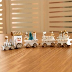 fehér - Karácsonyi dekoráció otthoni autóhoz 4 csomó karácsonyi vonat, festett fa a Santa Kids játékok díszének