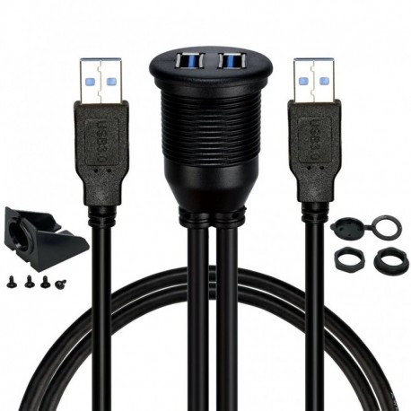 Autó műszerfala süllyesztett USB dokkoló adapter műszerfal panel 3.0 port férfi-női kábel hosszabbító kábel