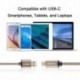 Arany - 2M-os kábel tartós, könnyű, biztonságos fémhéj, nejlonfonatú, nagy áramú USB3.0A - C típusú USB töltőadat