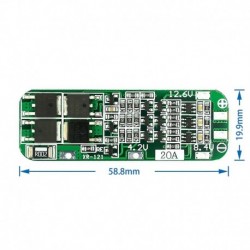 3S 20A Li-ion lítium akkumulátor 18650 töltő NYÁK BMS védőtábla 12,6 V-os elem 59x20x3,4 mm-es modul
