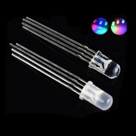Diffúz katód - 100PCS 5 mm-es színes LED RGB piros / zöld / kék közös katód / anód Négy láb átlátszó / diffúz