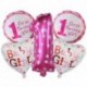 Stílus6 - Baby Boy Girl 1. születésnapi party fólia léggömbök készlet rózsaszín kék szám fólia léggömbök