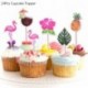 24db Cupcake Topper - Trópusi hawaii dekorációk Ananász Flamingo léggömbök Aloha füzérek Nyári Luau Party