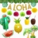 24db Cupcake Topper - Trópusi hawaii dekorációk Ananász Flamingo léggömbök Aloha füzérek Nyári Luau Party
