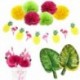 24db Cupcake Topper - Trópusi hawaii dekorációk Ananász Flamingo léggömbök Aloha füzérek Nyári Luau Party