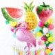 24db Cupcake Topper - Trópusi hawaii dekorációk Ananász Flamingo léggömbök Aloha füzérek Nyári Luau Party