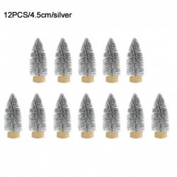 4,5 cm-ezüst - 12db mini karácsonyfa fenyőfa DIY karácsonyi díszek otthoni asztalhoz Navidad Xmas díszek újévi