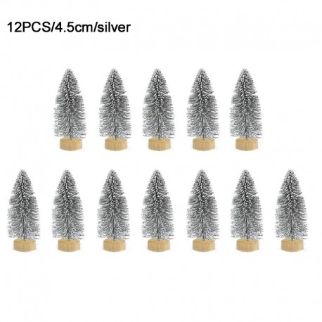 4,5 cm-ezüst - 12db mini karácsonyfa fenyőfa DIY karácsonyi díszek otthoni asztalhoz Navidad Xmas díszek újévi