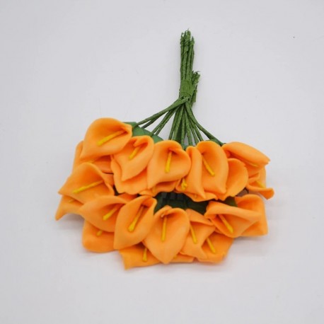 narancs - 36db Mini PE Calla Lily művirág csokor többszínű rózsa esküvői party virág dekoráció scrapbooking hamis