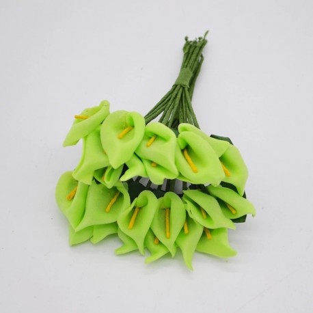 zöld - 36db Mini PE Calla Lily művirág csokor többszínű rózsa esküvői party virág dekoráció scrapbooking hamis