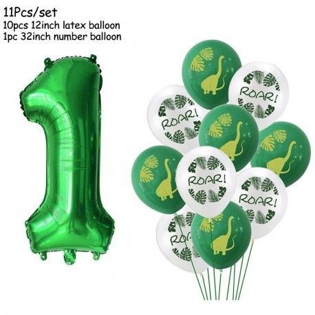 1set torta teteje - Dinoszaurusz konfetti latex lufi boldog születésnapot transzparens gyerekek dzsungel vadon élő állatok