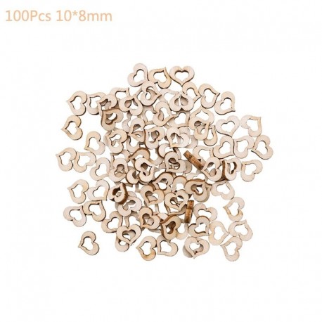 100db 10x8mm - 50 / 100db üreges mini fa szerelmes szív esküvői asztal szétszórt DIY kézműves kiegészítők rusztikus