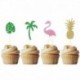B - 10db pálmalevél Flamingo Cupcake Topper hawaii Luau nyári party torta dekoráció gyerekek dzsungel születésnapi party