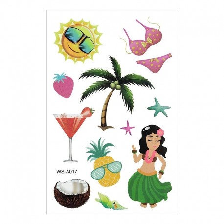 stílus5 - 10 lapos hawaii party Aloha ideiglenes tetováló matrica vízálló trópusi flamingó party Luau nyári tengerparti