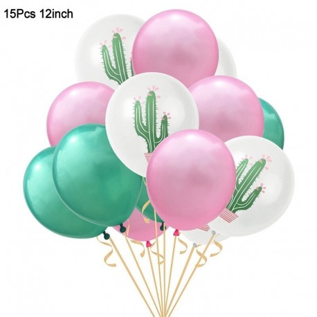 15db szett4 - 1Set Flamingo ananász pálmalevél konfetti latex lufi Hawaii trópusi nyári születésnapi party dekorációs