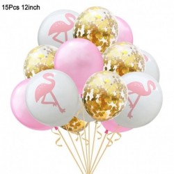 15db szett - 1Set Flamingo ananász pálmalevél konfetti latex lufi Hawaii trópusi nyári születésnapi party dekorációs