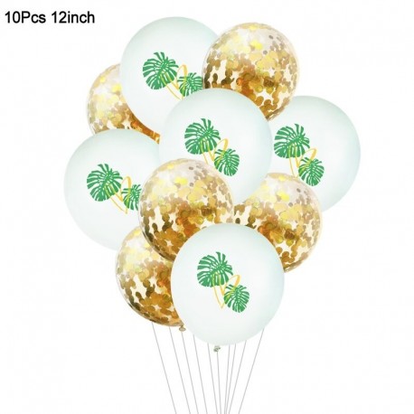 10db szett3 - 1Set Flamingo ananász pálmalevél konfetti latex lufi Hawaii trópusi nyári születésnapi party dekorációs