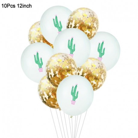 10db szett - 1Set Flamingo ananász pálmalevél konfetti latex lufi Hawaii trópusi nyári születésnapi party dekorációs