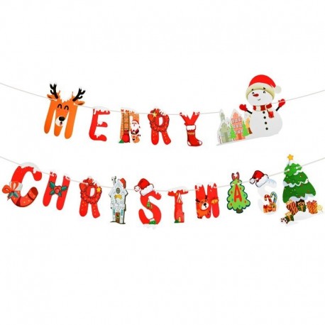 Stílus12 - Boldog karácsonyt transzparens papírzászlók hópehely karácsonyfa sármány boldog új évet függő koszorú