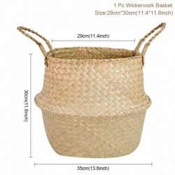 XL-29cm - Kézzel készített tengeri fű fonott kosár rattan függő növény virágcserép piszkos mosoda kalapács tároló