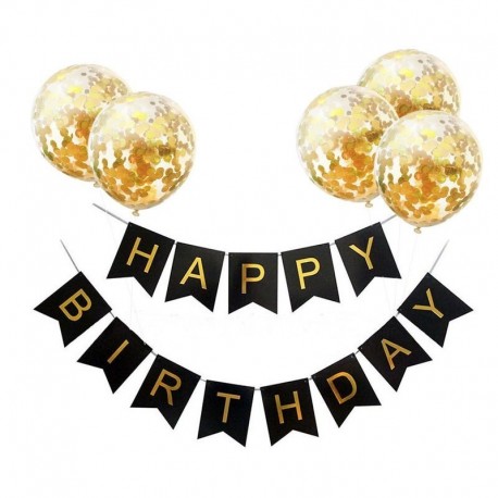 set2 - 6db / készlet Boldog születésnapot Levél Banner Garland konfetti Latex léggömbökkel Fiú lány Gyerekek