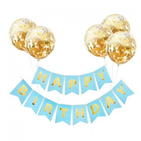 set5 - 6db / készlet Boldog születésnapot Levél Banner Garland konfetti Latex léggömbökkel Fiú lány Gyerekek