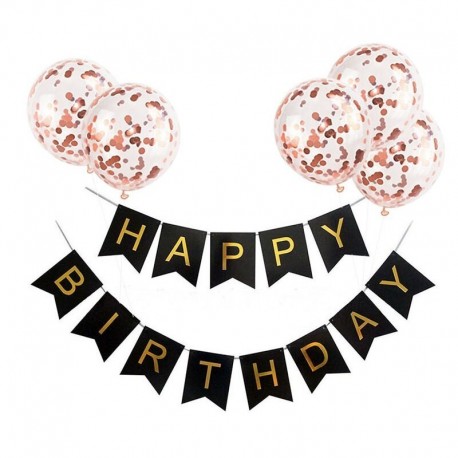 set7 - 6db / készlet Boldog születésnapot Levél Banner Garland konfetti Latex léggömbökkel Fiú lány Gyerekek