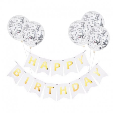 készlet11 - 6db / készlet Boldog születésnapot Levél Banner Garland konfetti Latex léggömbökkel Fiú lány Gyerekek