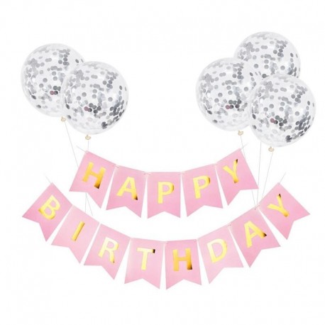 set13 - 6db / készlet Boldog születésnapot Levél Banner Garland konfetti Latex léggömbökkel Fiú lány Gyerekek