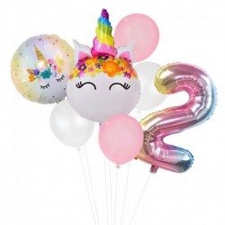 2. szám beállítva - Szivárvány egyszarvú lufi szám fólia Globos gyerek lány 1. egyszarvú születésnapi party