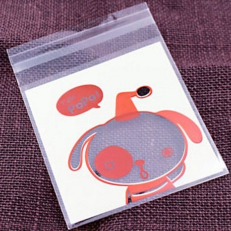 13. - 50db 10x10 mosoly rajzfilm öntapadó műanyag csomagoló táskák DIY cukorkás kekszes snack táska otthoni esküvői