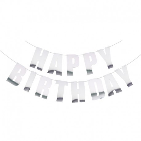 fényes ezüst - 1Set Boldog születésnapot szalaghirdetés Születésnapi party dekoráció szalag arany betűkkel függő