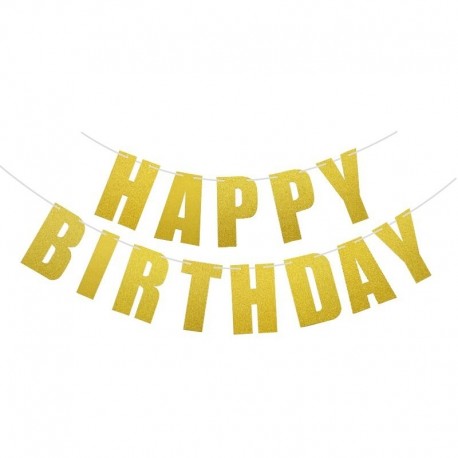 Arany - 1Set Boldog születésnapot szalaghirdetés Születésnapi party dekoráció szalag arany betűkkel függő koszorú